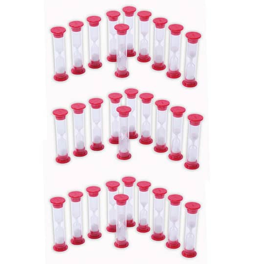 Learning Advantage™ Red Sand Timers - 1 Minute, 3 Packs of 10